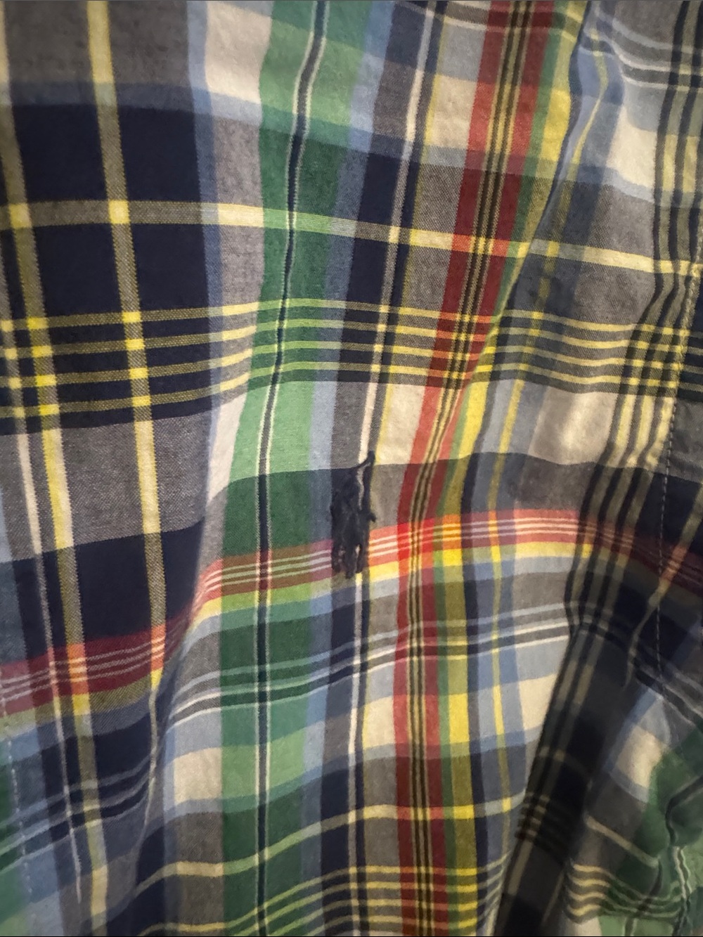 Polo by Ralph Lauren Green Blue Plaid Button-Down Shirt boys 8 - Picture 3 of 6